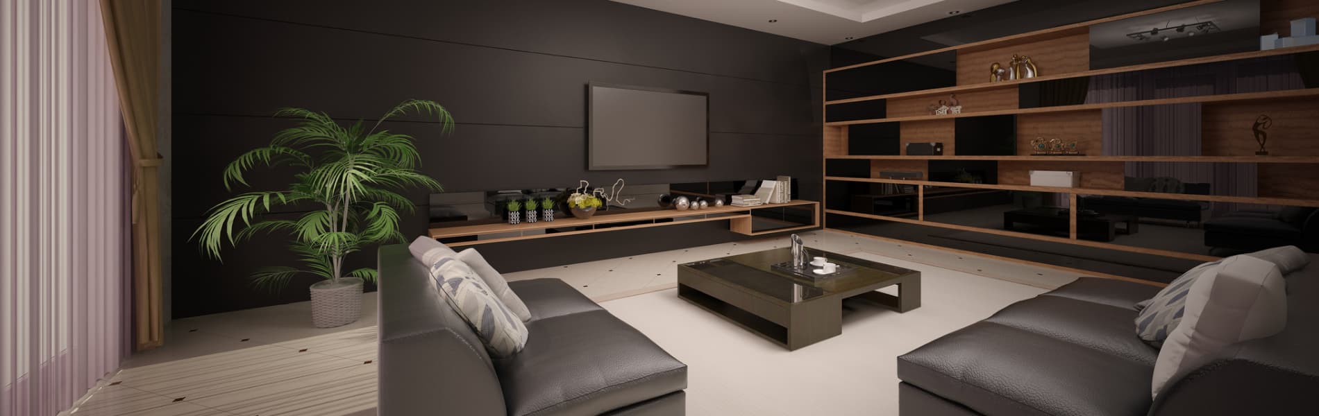 Living room in Westchester with TV and discreet audio system