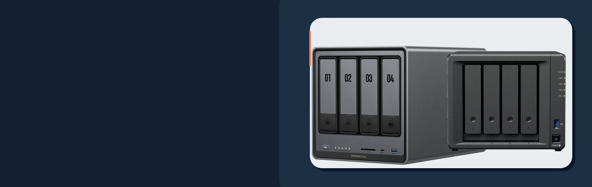 Manufacturer product images of UGREEN DXP4800 Plus and Synology DS925+ NAS enclosures