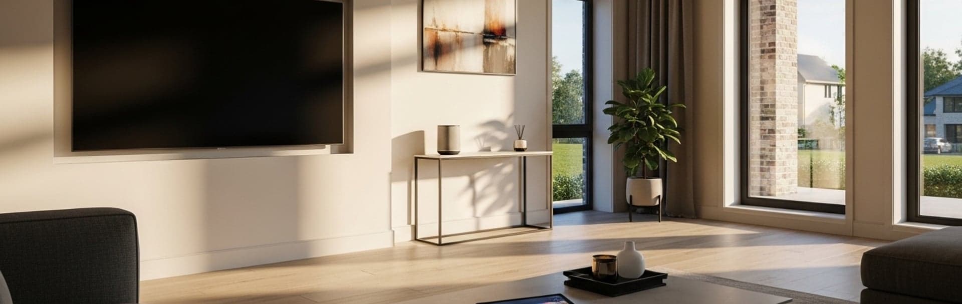 Modern smart home living space for a homeowner security checklist