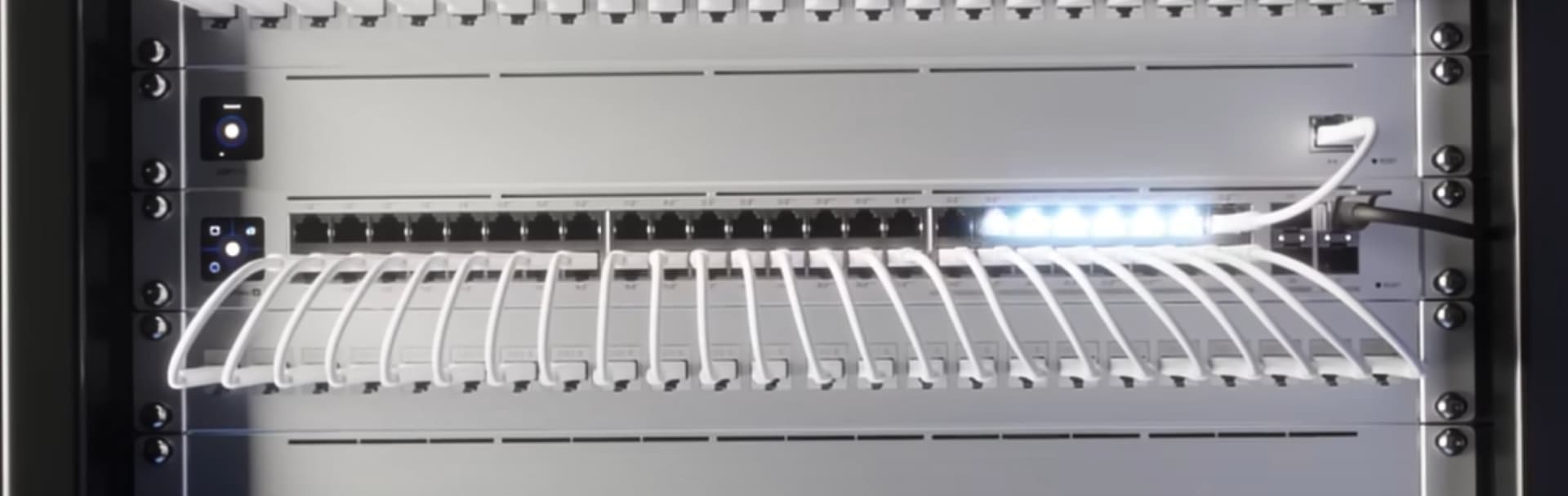 Network cabling cost guide featuring a labeled rack in Westchester
