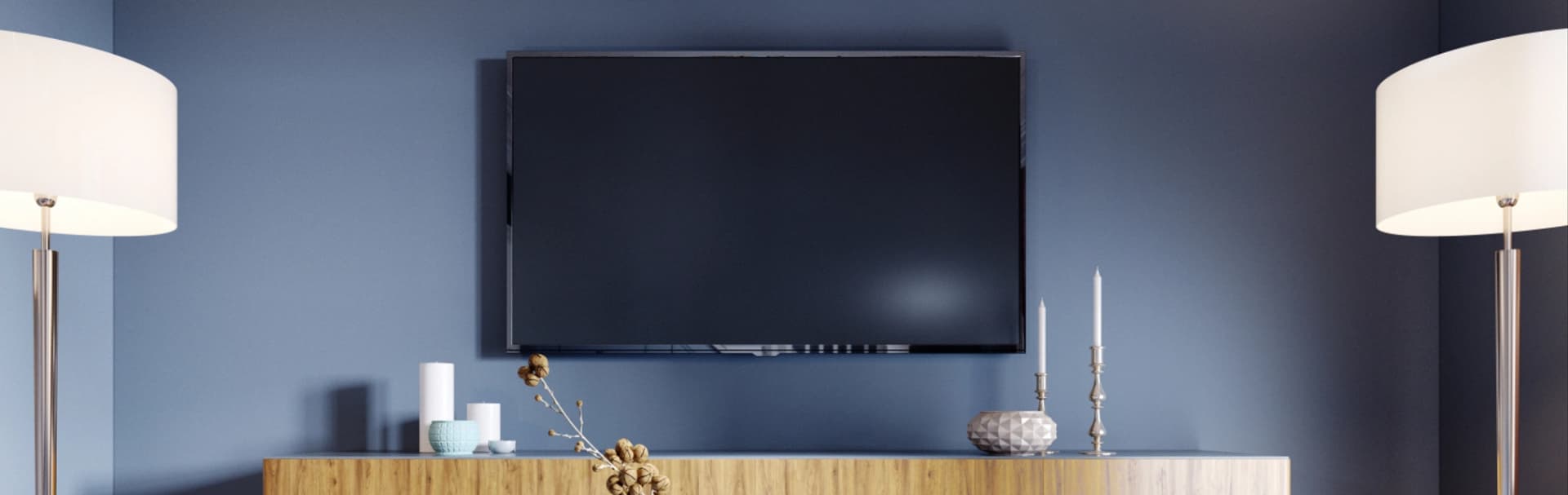 Bright living room TV installation with integrated sound and concealed wiring in Westchester