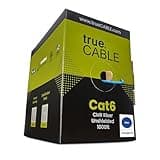 TRUE CABLE Cat6 Riser (CMR), 1000ft, Blue, 23AWG 4 Pair Solid Bare Copper, 550MHz, ETL Listed, Unshielded Twisted Pair (UTP), Bulk Ethernet Cable